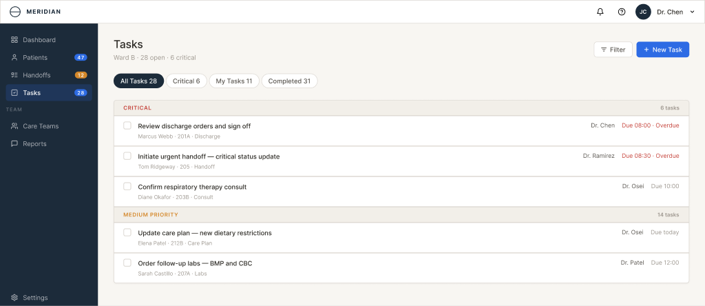 Meridian — Tasks