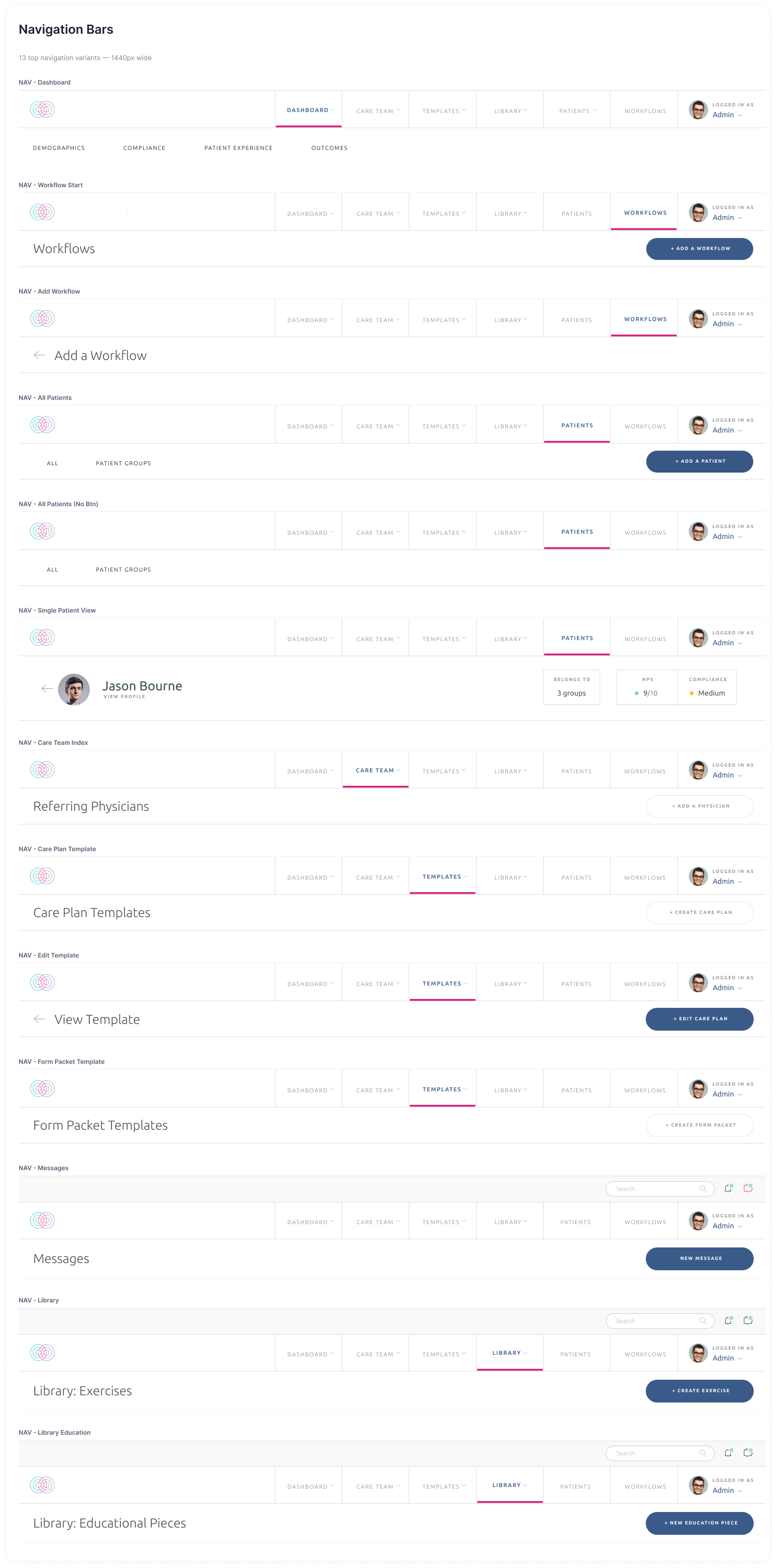 Navigation bar variants